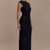 Samara Sleeveless Diamante Maxi Dress – Black