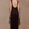 Samara Sleeveless Diamante Maxi Dress – Black
