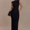 Samara Sleeveless Diamante Maxi Dress – Black
