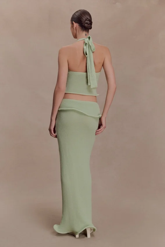 Samira Knit Wired Maxi Skirt – Pastel Green Samira Knit Wired Maxi Skirt – Pastel Green