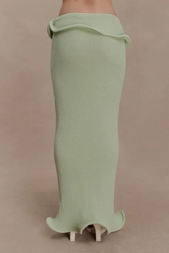 Samira Knit Wired Maxi Skirt – Pastel Green Samira Knit Wired Maxi Skirt – Pastel Green