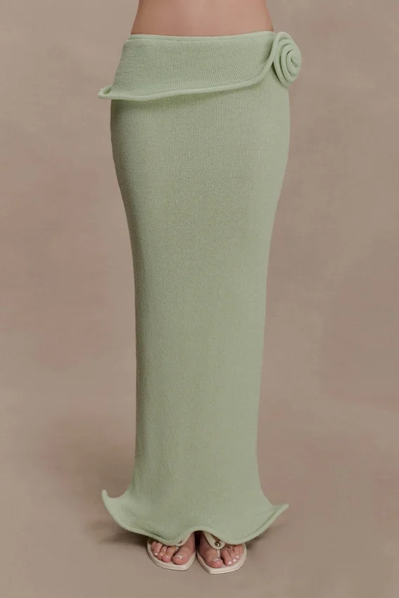 Samira Knit Wired Maxi Skirt – Pastel Green Samira Knit Wired Maxi Skirt – Pastel Green
