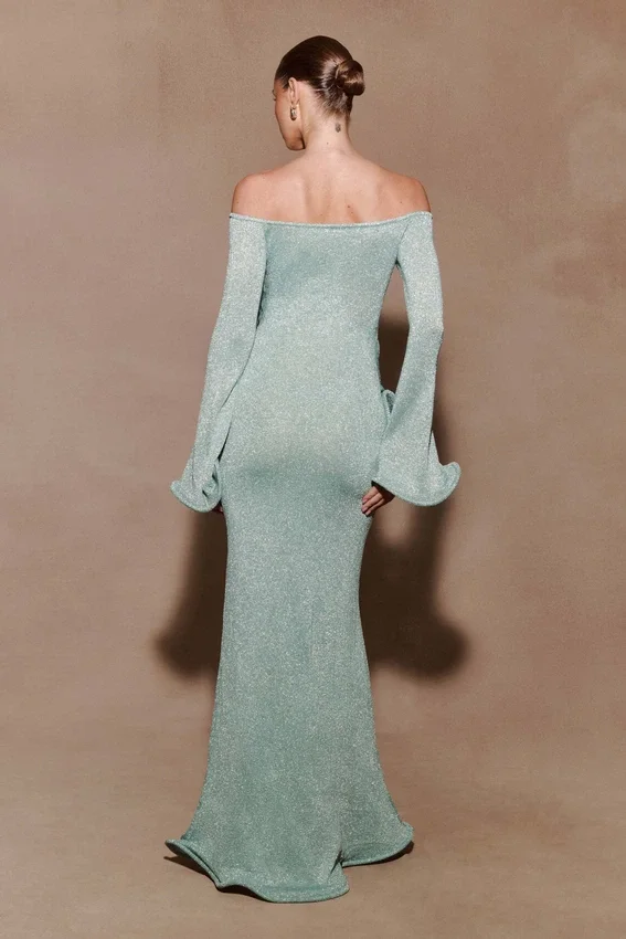 Sandrine Lurex Knit Maxi Dress – Aqua Sandrine Lurex Knit Maxi Dress – Aqua
