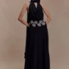 Santal Floral Chiffon Halter Maxi Dress – Black Santal Floral Chiffon Halter Maxi Dress – Black
