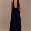 Santal Floral Chiffon Halter Maxi Dress – Black Santal Floral Chiffon Halter Maxi Dress – Black