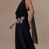Santal Floral Chiffon Halter Maxi Dress – Black Santal Floral Chiffon Halter Maxi Dress – Black