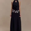 Santal Floral Chiffon Halter Maxi Dress – Black Santal Floral Chiffon Halter Maxi Dress – Black
