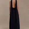 Santal Floral Chiffon Halter Maxi Dress – Black Santal Floral Chiffon Halter Maxi Dress – Black
