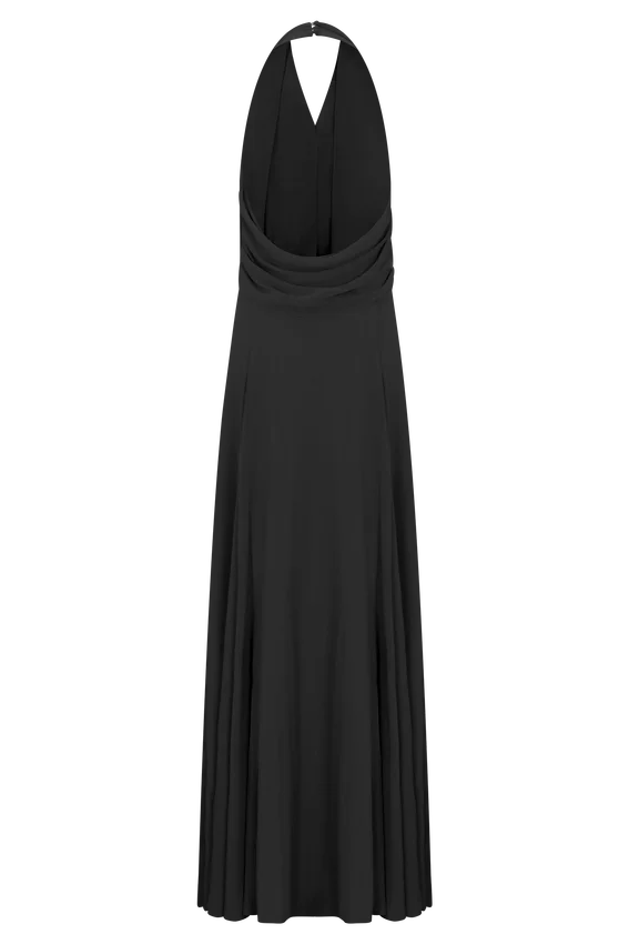 Santal Floral Chiffon Halter Maxi Dress – Black Santal Floral Chiffon Halter Maxi Dress – Black