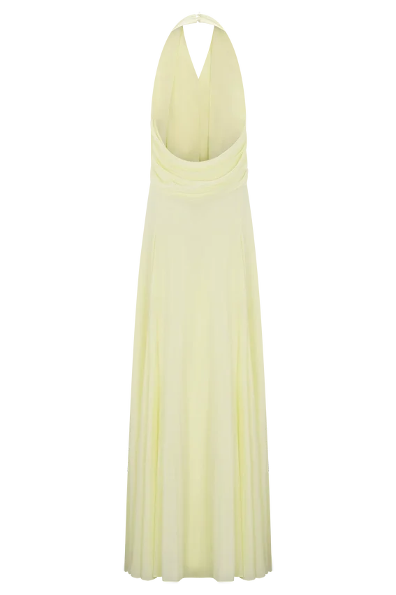 Santal Floral Chiffon Halter Maxi Dress – Lemon Santal Floral Chiffon Halter Maxi Dress – Lemon