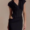 Saphira Shirt Corset Maxi Dress – Black Saphira Shirt Corset Maxi Dress – Black