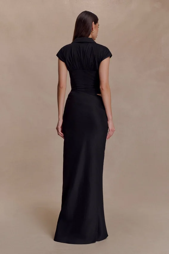 Saphira Shirt Corset Maxi Dress – Black Saphira Shirt Corset Maxi Dress – Black