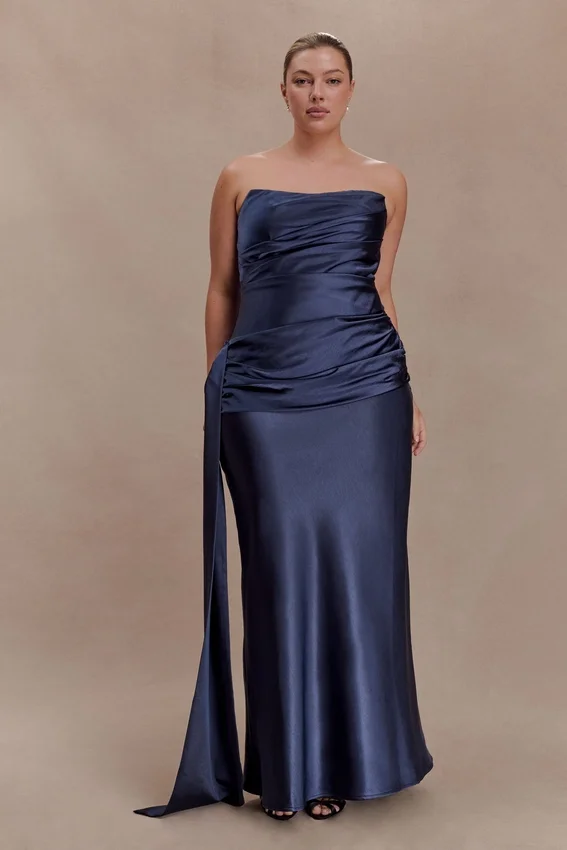 Sarah Strapless Maxi Dress With Waist Tie – Navy Sarah Strapless Maxi Dress With Waist Tie – Navy