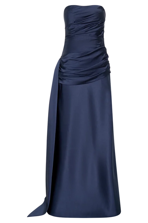 Sarah Strapless Maxi Dress With Waist Tie – Navy Sarah Strapless Maxi Dress With Waist Tie – Navy