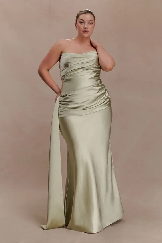 Sarah Strapless Maxi Dress With Waist Tie – Sage Sarah Strapless Maxi Dress With Waist Tie – Sage
