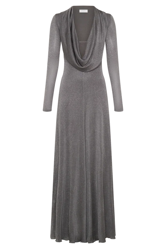 Scarlet Lurex Cowl Maxi Dress – Silver Scarlet Lurex Cowl Maxi Dress – Silver
