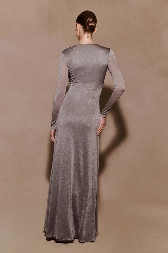 Scarlet Lurex Cowl Maxi Dress – Silver Scarlet Lurex Cowl Maxi Dress – Silver
