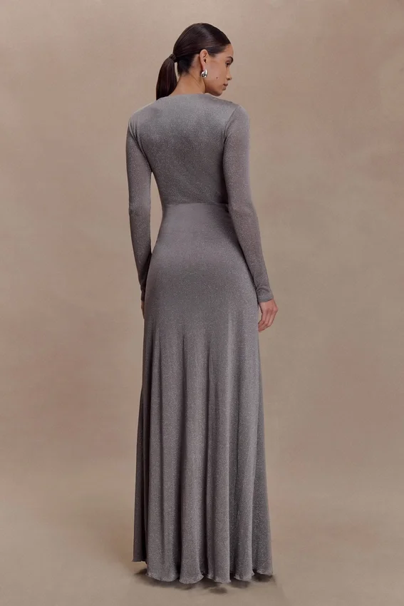 Scarlet Lurex Cowl Maxi Dress – Silver Scarlet Lurex Cowl Maxi Dress – Silver
