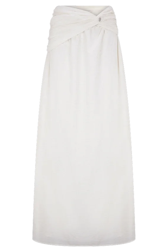 Scottie Gathered Linen Knot Maxi Skirt – Oat Marle Scottie Gathered Linen Knot Maxi Skirt – Oat Marle