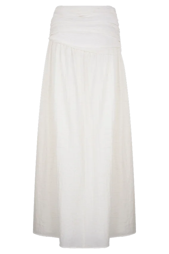Scottie Gathered Linen Knot Maxi Skirt – Oat Marle Scottie Gathered Linen Knot Maxi Skirt – Oat Marle