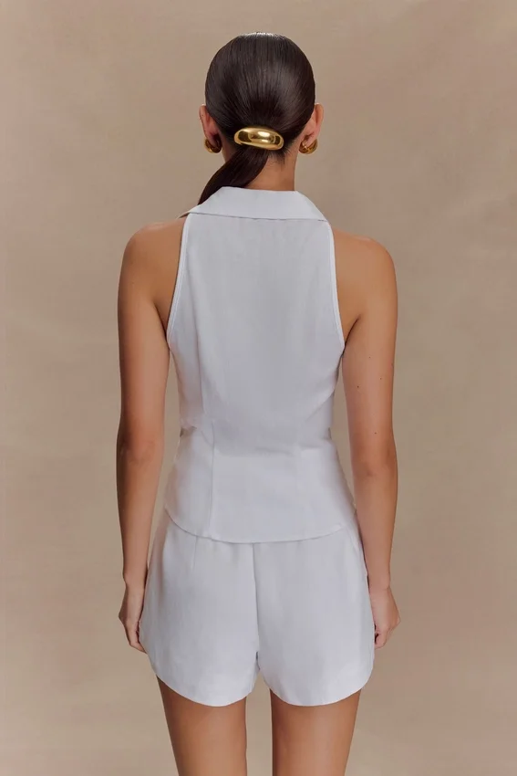Scout Sleeveless Linen Shirt – White Scout Sleeveless Linen Shirt – White