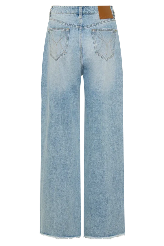 Sebastian Straight Leg Denim Jeans With Fray Hem – Washed Light Blue Sebastian Straight Leg Denim Jeans With Fray Hem – Washed Light Blue