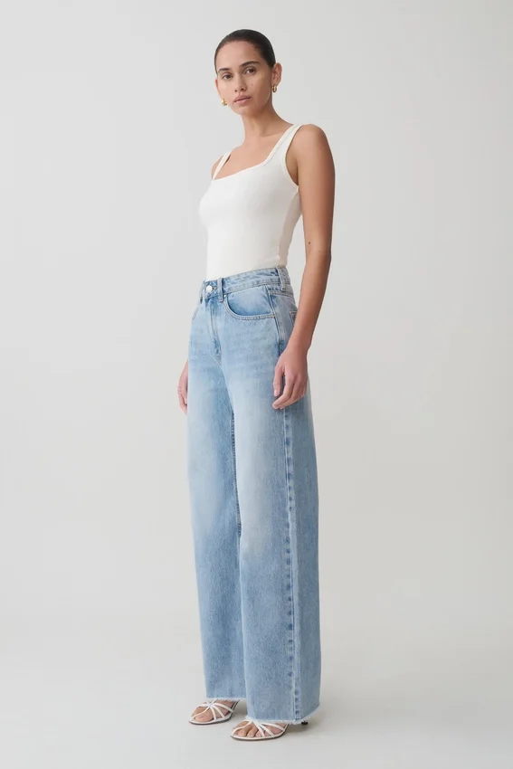 Sebastian Straight Leg Denim Jeans With Fray Hem – Washed Light Blue Sebastian Straight Leg Denim Jeans With Fray Hem – Washed Light Blue