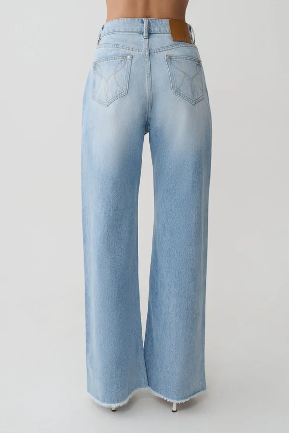 Sebastian Straight Leg Denim Jeans With Fray Hem – Washed Light Blue Sebastian Straight Leg Denim Jeans With Fray Hem – Washed Light Blue