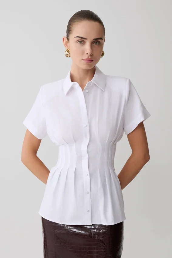 Selma Short Sleeve Linen Shirt – White Selma Short Sleeve Linen Shirt – White