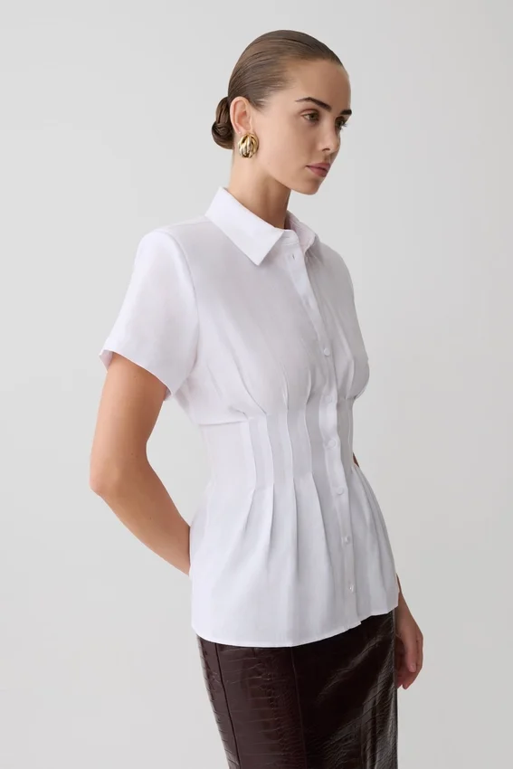 Selma Short Sleeve Linen Shirt – White Selma Short Sleeve Linen Shirt – White