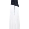 Serena Strapless Taffeta Maxi Dress – White/Black