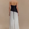 Serena Strapless Taffeta Maxi Dress – White/Black