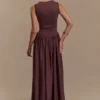 Sharon Scuba Jersey Midi Dress – Cacao Brown