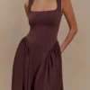 Sharon Scuba Jersey Midi Dress – Cacao Brown