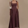 Sharon Scuba Jersey Midi Dress – Cacao Brown