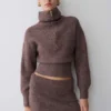 Skylaine Knit Mini Skirt – Brown Marle