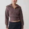 Skylaine Zip Knit Jumper – Brown Marle