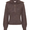 Skylaine Zip Knit Jumper – Brown Marle