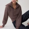 Skylaine Zip Knit Jumper – Brown Marle