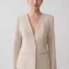 Solenne Collarless Suiting Blazer – Natural Marle
