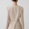 Solenne Collarless Suiting Blazer – Natural Marle
