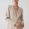 Solenne Collarless Suiting Blazer – Natural Marle
