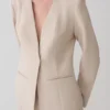 Solenne Collarless Suiting Blazer – Natural Marle