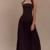 Stacie Pleated Halter Maxi Dress – Cacao