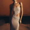 Starla Strapless Diamante Maxi Dress – Gold