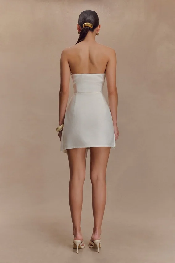 Steph Strapless Linen Mini Dress – White Steph Strapless Linen Mini Dress – White