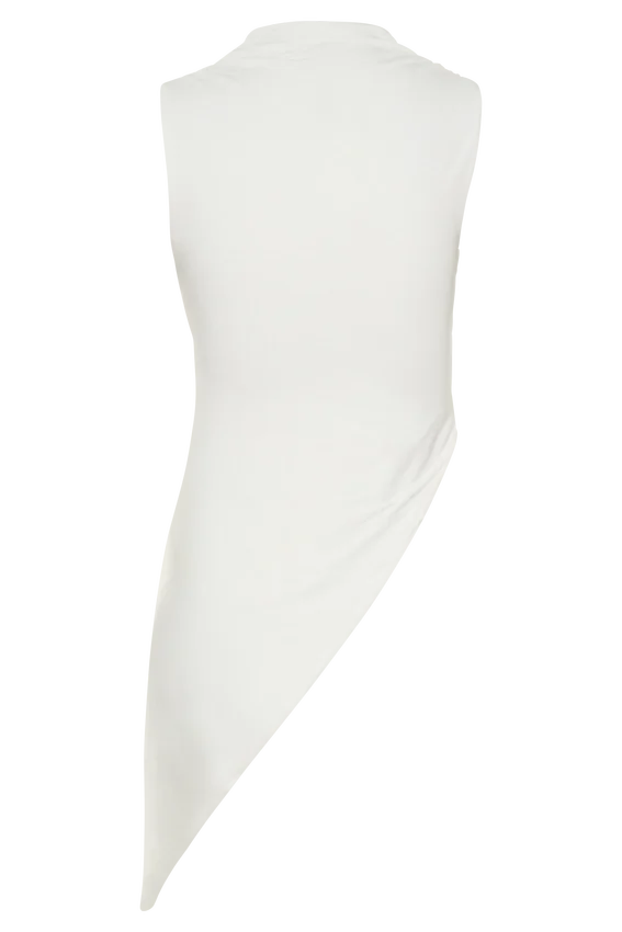 Suong High Neck Gathered Top – White Suong High Neck Gathered Top – White
