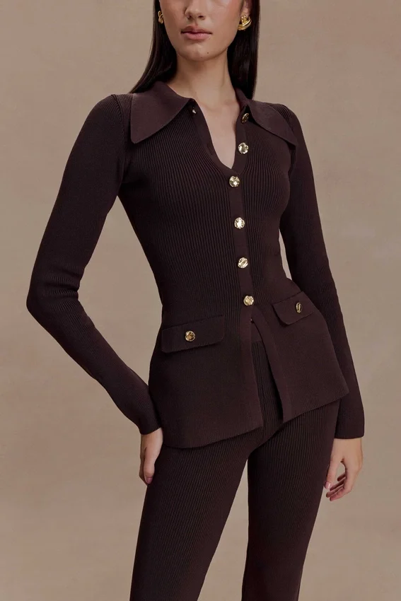 Suzie Ribbed Long Sleeve Longline Top – Chocolate Suzie Ribbed Long Sleeve Longline Top – Chocolate