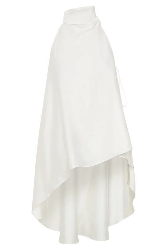 Sydney Asymmetrical Satin Halter Top – Ivory Sydney Asymmetrical Satin Halter Top – Ivory
