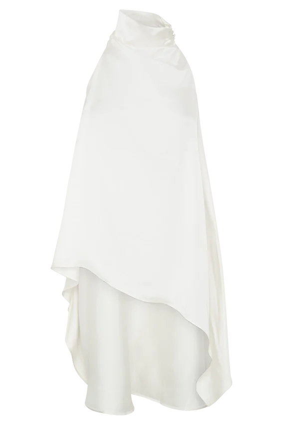 Sydney Asymmetrical Satin Halter Top – Ivory Sydney Asymmetrical Satin Halter Top – Ivory